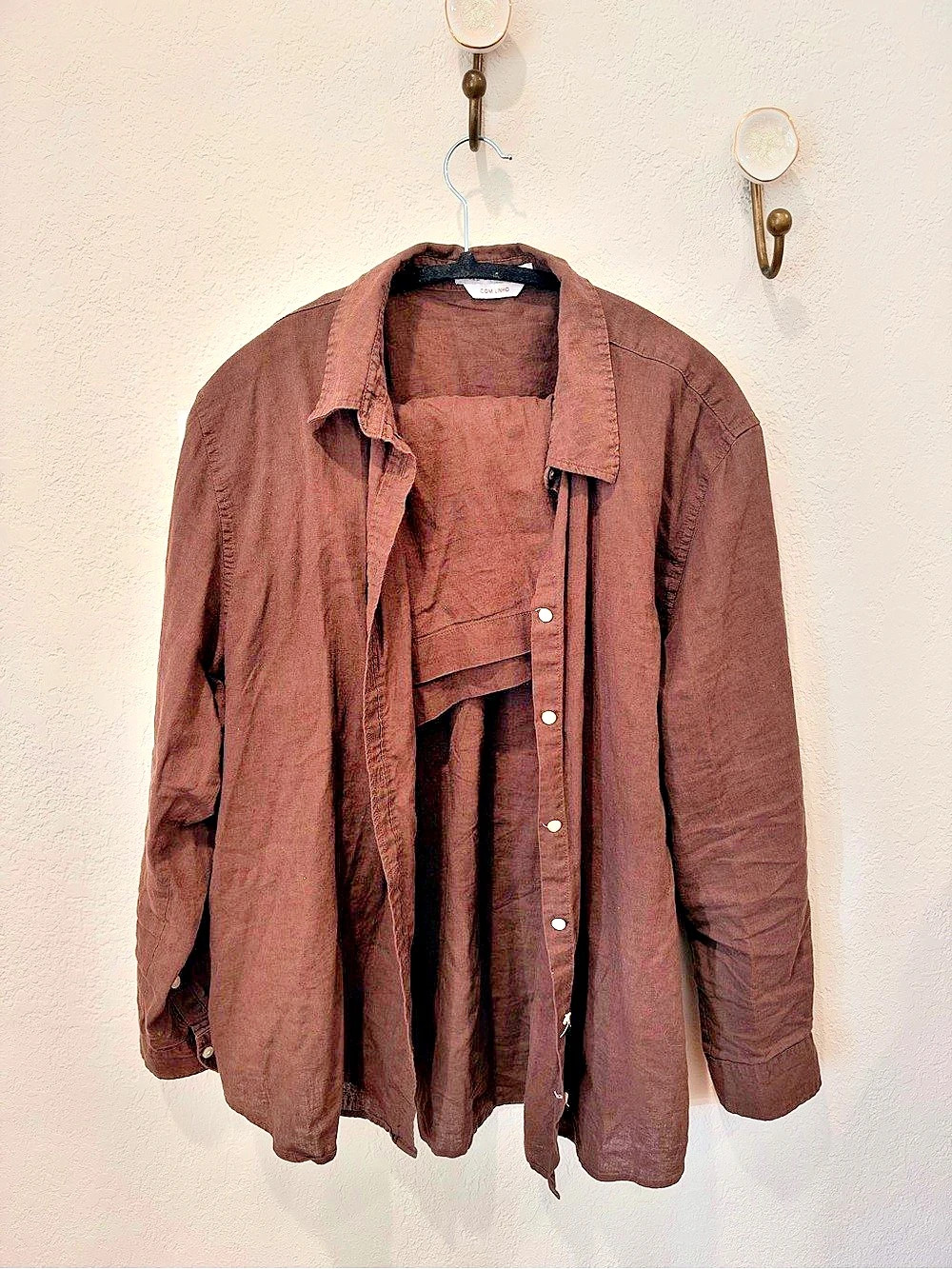 Pool Basics Utility Jacket Linen Brown Size GG